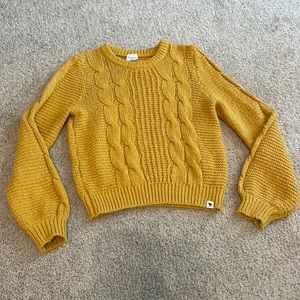 Mustard Abercrombie puff sleeve cable knit sweater size 11/12